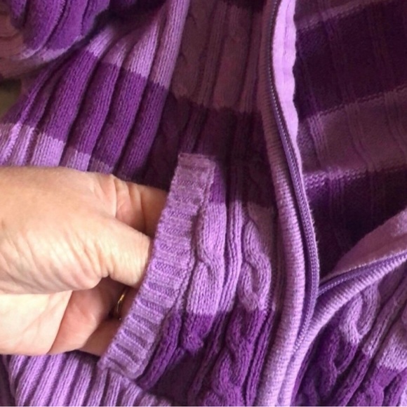 Girls Jacket Arizona Y2K Sweater Hoodie Jacket Purple Striped Zip Up Girls XL 6X - Picture 11 of 11